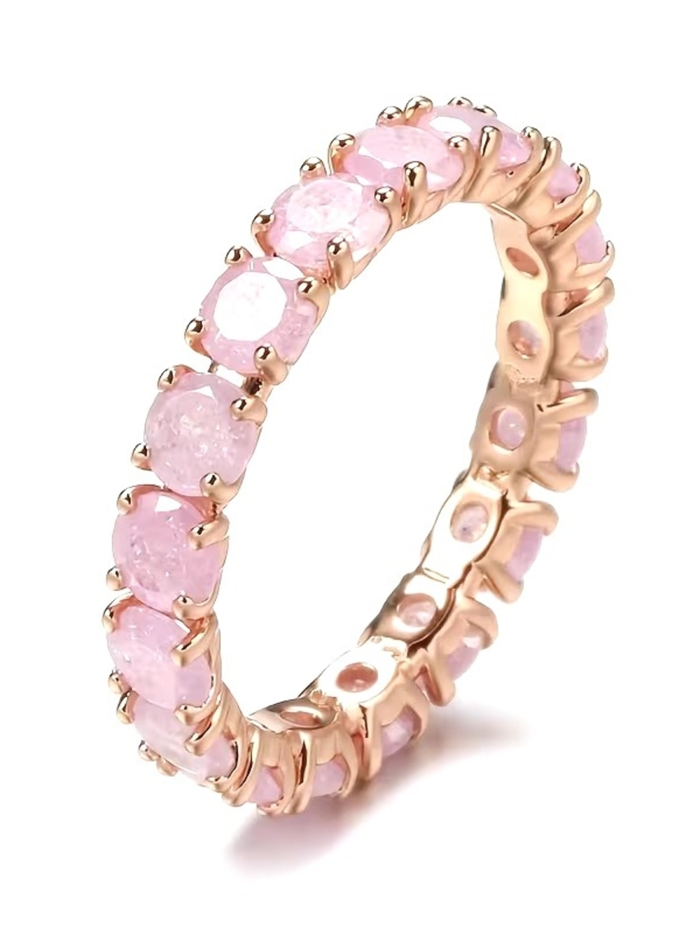 Sizr 7 Elegant Pink Eternity Band Gold Tone Ring
